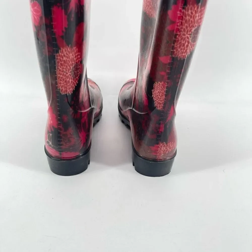 725 Originals Women’s Pink Floral Tall Rubber Waterproof Boots Size 5